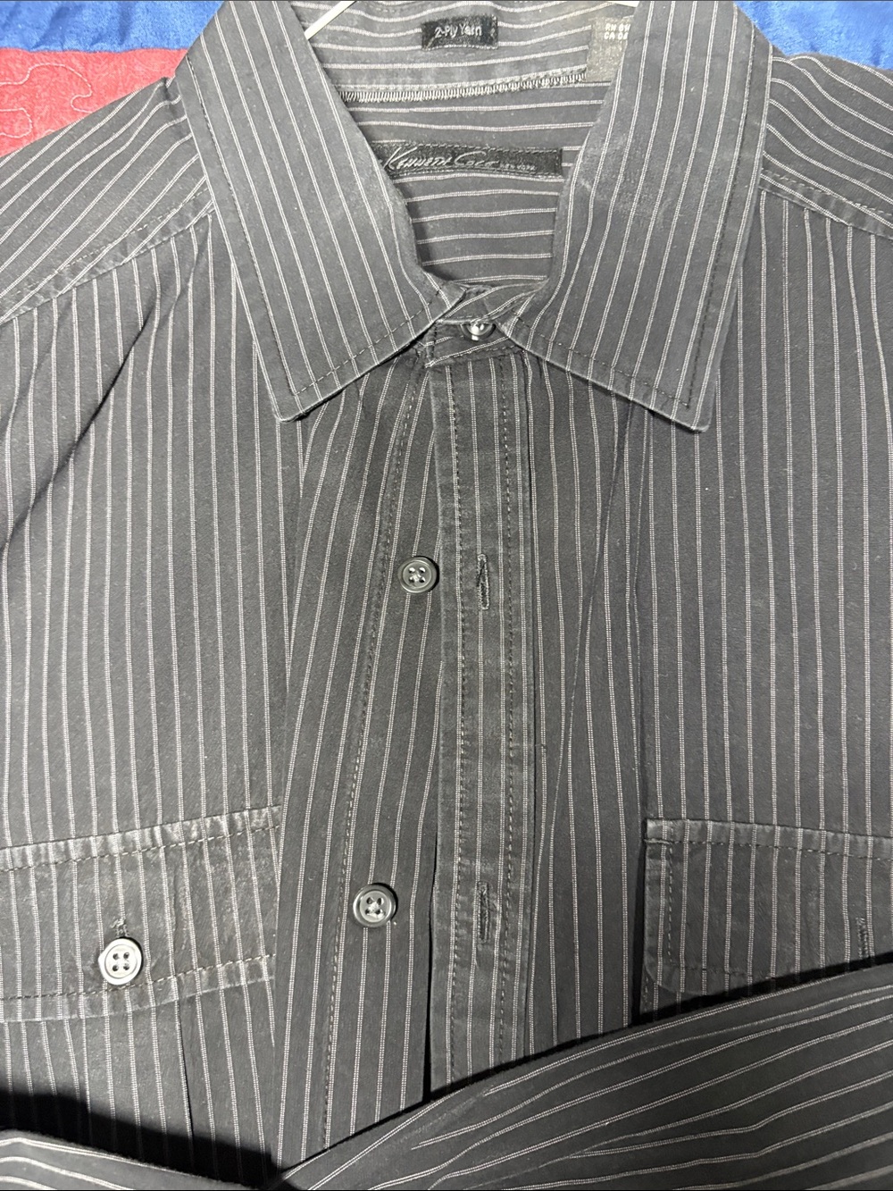 Kenneth Cole Black Pinstripe Dress Shirt
